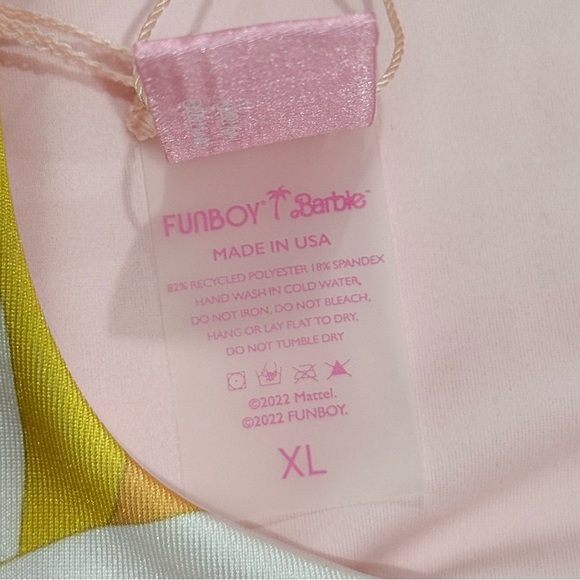 Funboy X Barbie Dream Swim Raquel One Piece Swimsuit Floral Pink Orange XL Wavy - Picture 9 of 11